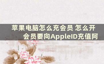 苹果电脑怎么充会员 怎么开会员要向AppleID充值阿